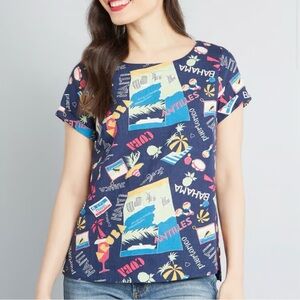 New ModCloth Delightful Demeanor Short Sleeve Blouse